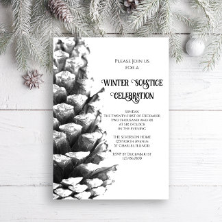 Natural Pine Cone Woodland Winter Solstice Invitation