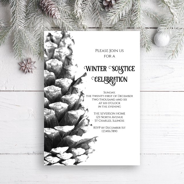 Natural Pine Cone Woodland Winter Solstice  Invitation (Invite guests to your wintery celebration with the Natural Pine Cone Winter Solstice Invitation.)