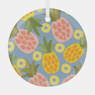 Natural Pineapple Abstract: Vintage Beauty. Glass Ornament