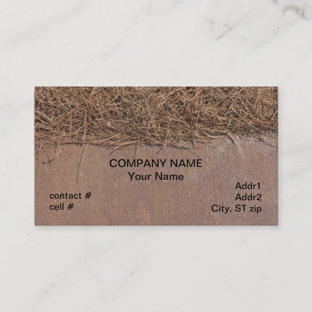 Natural pinestraw mulch business card Zazzle