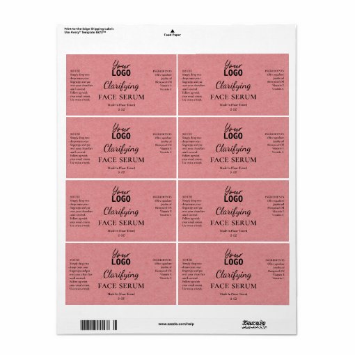 Natural Pink Paper Texture Clarifying Serum Labels | Zazzle