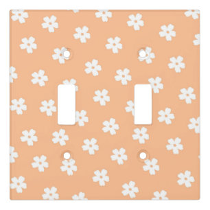 Natural Preppy Peach White Hippie Flower Pattern  Light Switch Cover