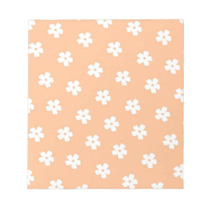 Natural Preppy Peach White Hippie Flower Pattern Notepad
