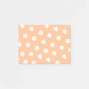 Natural Preppy Peach White Hippie Flower Pattern Post-it Notes