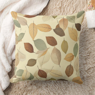 Natural Pressed Leaf with Amber and Sienna Throw Pillow