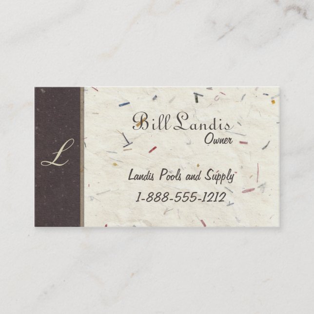 Natural Pressed Paper - Cream and Brown Business Card (Front)