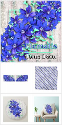Natural Purple Clematis Flowers - Home Decor