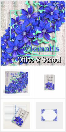 Natural Purple Clematis Flowers - Office & School 