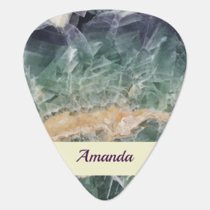 Natural Purple Green Fluorite Close-up Photo Gem Guitar Pick