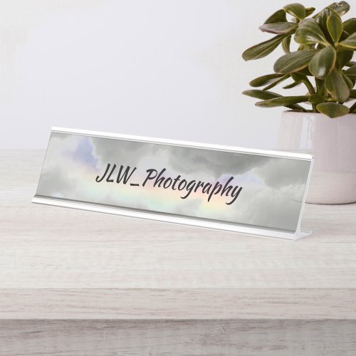 Natural Rainbow among Stormy Gray Clouds  Desk Name Plate