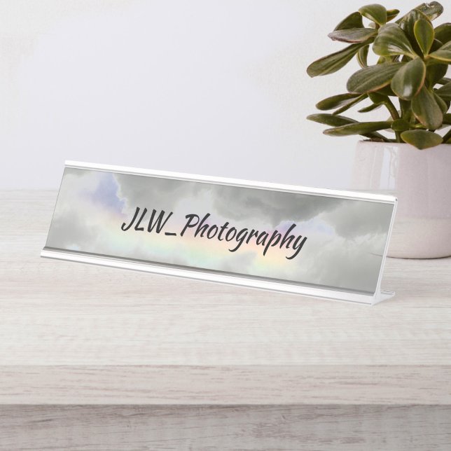 Natural Rainbow among Stormy Gray Clouds  Desk Name Plate (Creator Uploaded)