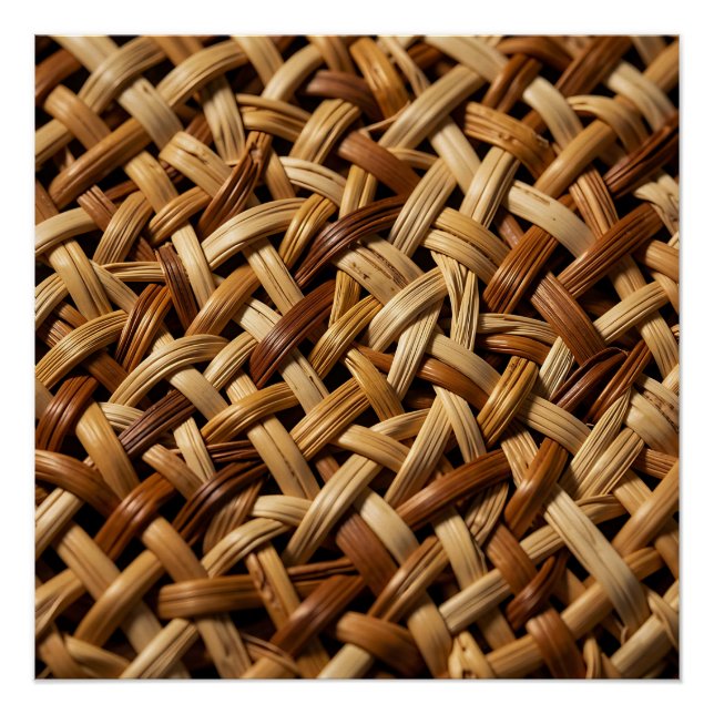 Natural Rattan Wicker Weave Texture Pattern Poster (Front)