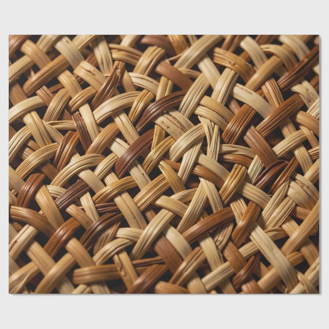Natural Rattan Wicker Weave Texture Pattern Wrapping Paper (Flat)