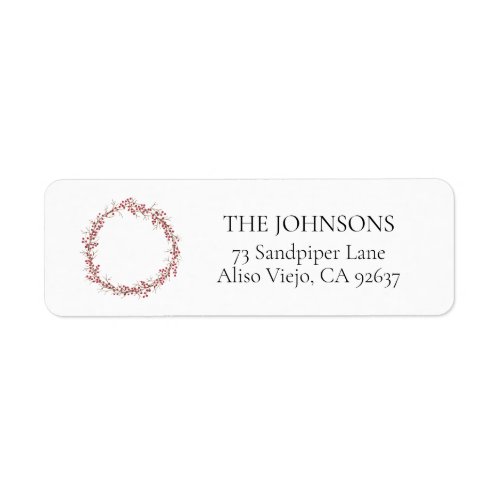 Natural Red Berry Wreath Return Address Label