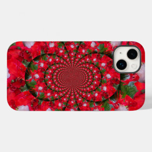 Natural Red Flower White Feather kaleidoscope art Case-Mate iPhone 14 Plus Case
