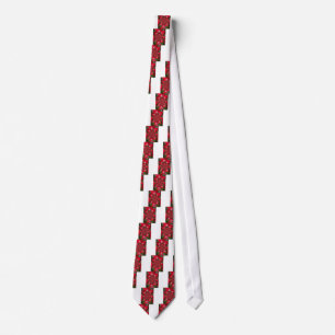 Natural Red Flower White Feather kaleidoscope art  Neck Tie