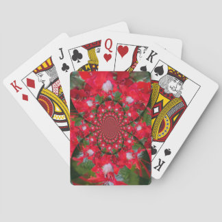 Natural Red Flower White Feather Kaleidoscope Art Poker Cards