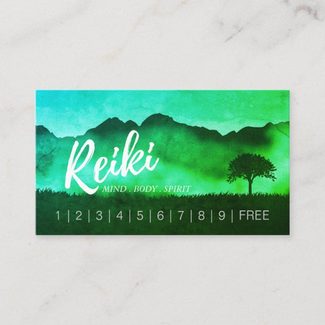 Natural Reiki Master Yoga instructor Loyalty Punch Card (Front)