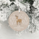 Natural reindeer botanical elegant Christmas Ceramic Ornament<br><div class="desc">Beige natural reindeer botanical delicate elegant modern design. Part of a stunning collection.</div>