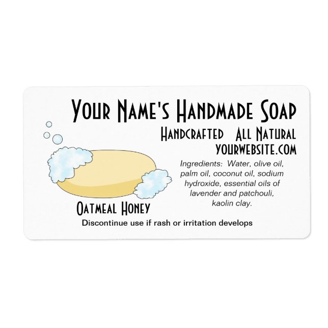 Natural Retro Soap Labels Black and White Template (Front)