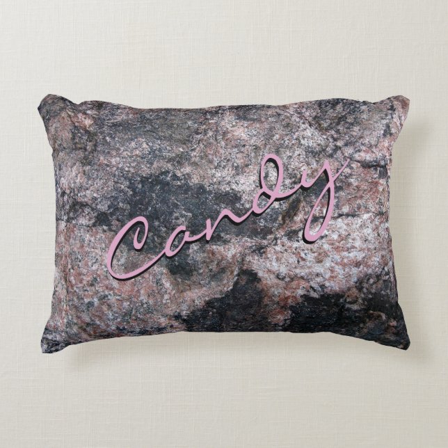 Natural Rock Texture Pink Candy Decorative Pillow (Front)