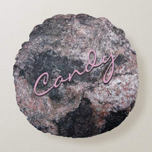 Natural Rock Texture Pink Candy Round Pillow (Front)