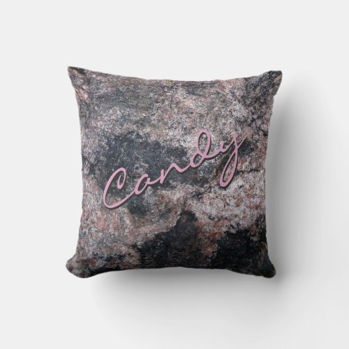 Natural Rock Texture Pink Candy Throw Pillow