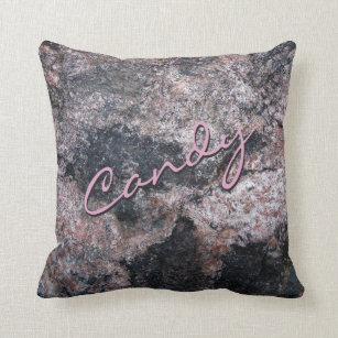 Natural Rock Texture Pink Candy Throw Pillow