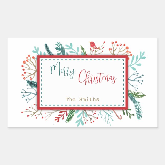 Natural Rustic Christmas  Rectangular Sticker (Front)