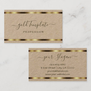 Natural Rustic Gold Decor Signature Handlettering Business Card