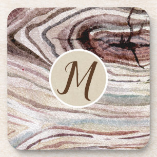 Natural Rustic Wood Grain Watercolor Modern Chic Drink Coaster