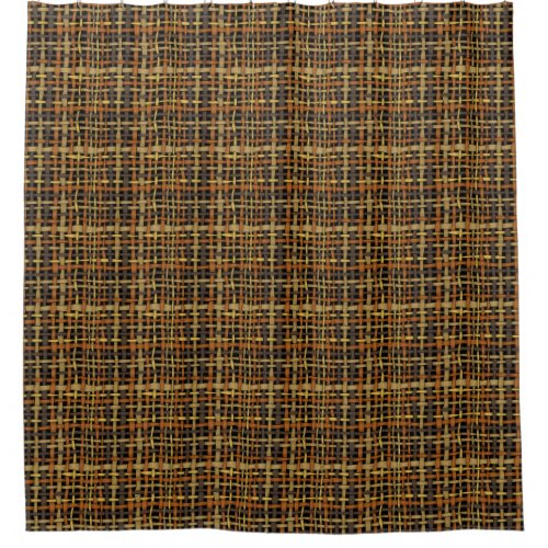Natural Rustic Woven Strings Black Shower Curtain