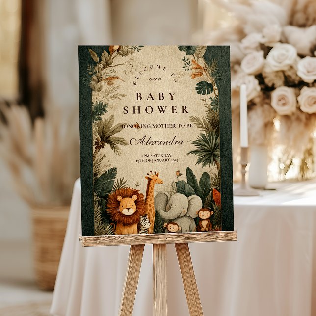 Natural Safari Leaves Baby Shower Foam Board (Creator Uploaded)