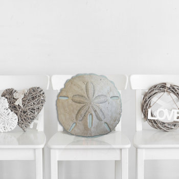 Natural Sand Dollar Round Coastal Decor Round Pillow by millhill at Zazzle