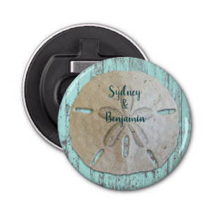 Natural Sand Dollar Rustic Beach Wood Favor Bottle Opener
