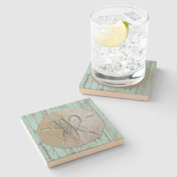 Natural Sand Dollar Rustic Beach Wood Stone Coaster by sandpiperWedding at Zazzle
