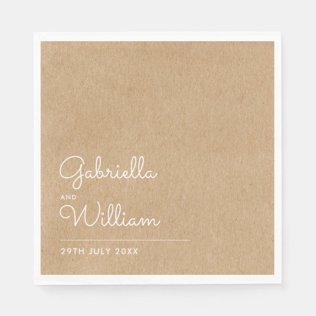 Natural Script Rustic Kraft Napkins (Front)