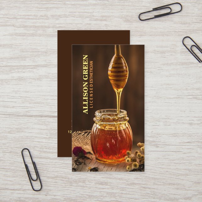 Natural Skincare Facial Aromatherapy Bee Honey Business Card (Front/Back In Situ)
