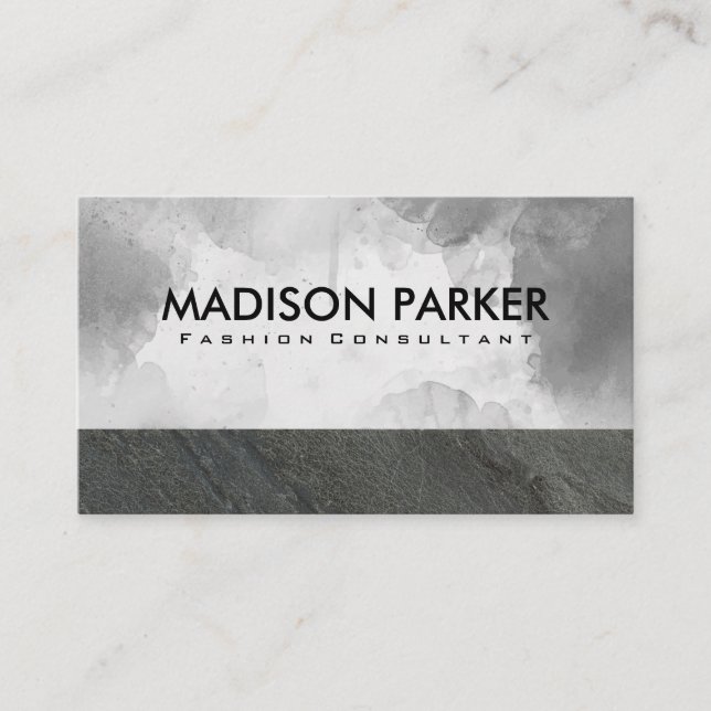 Natural Slate Rock | Gray Watercolor  Business Card (Front)