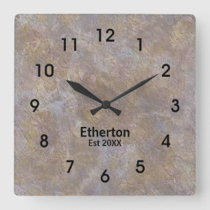 Natural Slate Stone Colors Pattern Acrylic Clock