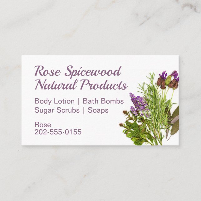 Natural Soap Skincare Herb Business Card (Front)