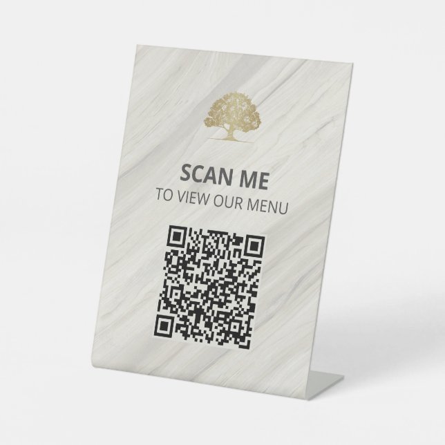 Natural Spa Scan Menu QR Code Pedestal Sign (Front)