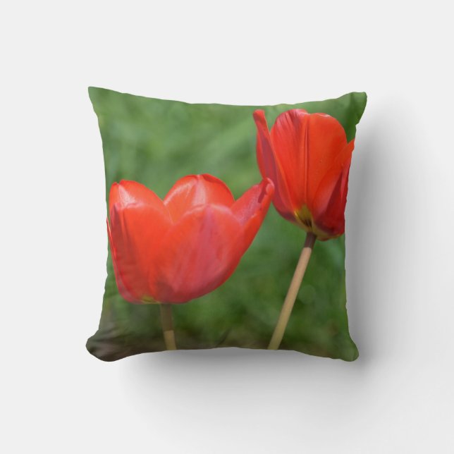 Natural Spring Tulip Floral Throw Pillow (Front)