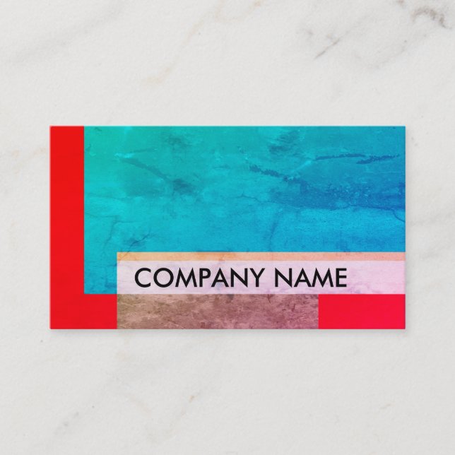 Natural Stone Design Blue Red Business Card (Front)