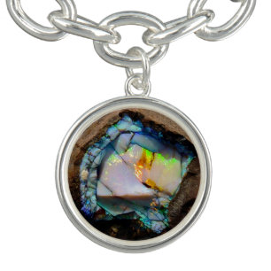 natural stone Image Charm Bracelet, Silver Plated Bracelet