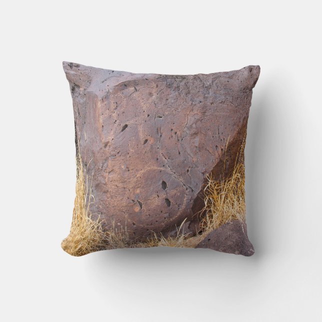 Natural Stone Petroglyph Throw Pillow (Front)