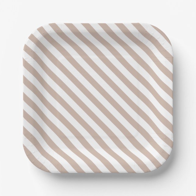 Natural striped pattern for Birthday celebrations Paper Plates (Front)