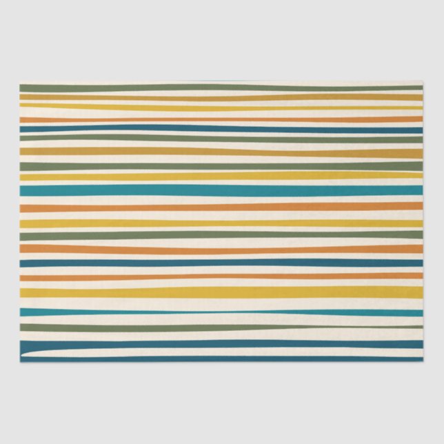 Natural Stripes Modern Aesthetic Colorful Pattern Tissue Paper (Front)