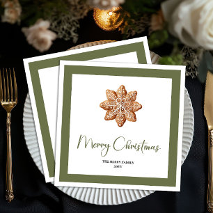 Natural Style Christmas Cookie Family Name Napkins