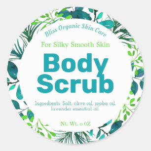 Natural Styles Foliage Green Blue Body Scrub Label
